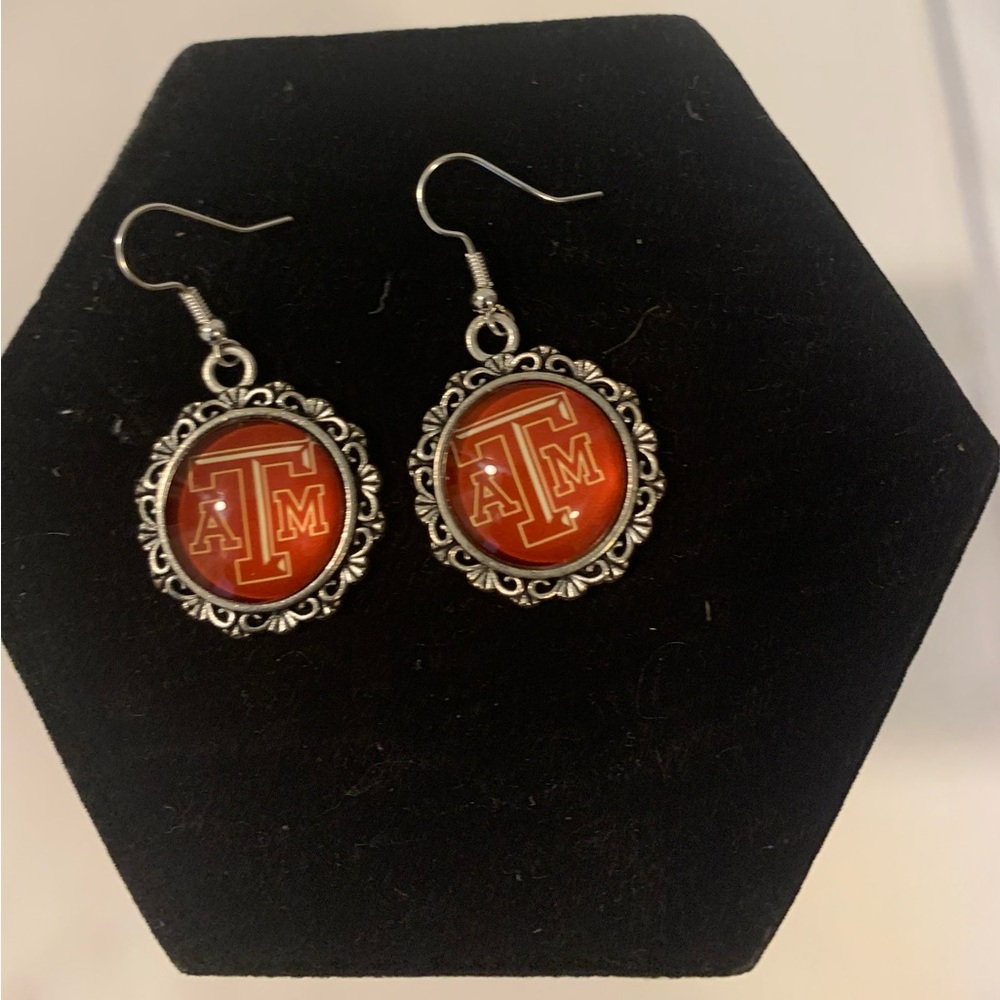 Elegant Silver and Red Earrings